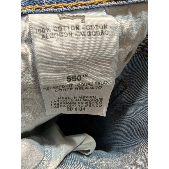 VTG‎ Levis 550 Relaxed Fit Jeans Light Wash Denim Faded Distressed Mens W38 L34 - Picture 8 of 8